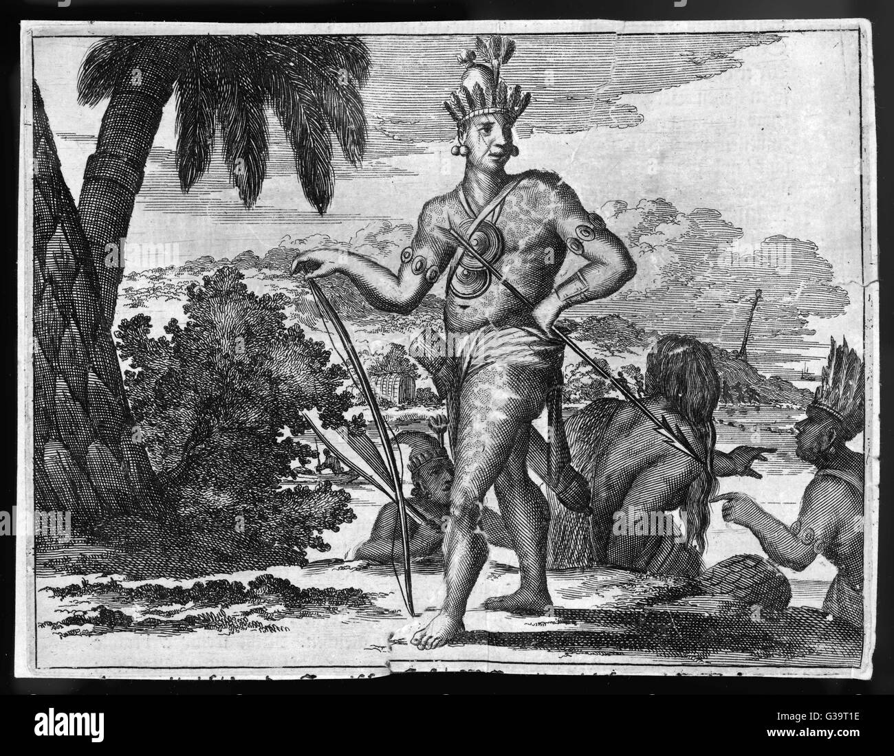 Aztec natives as the Spanish  Conquistadors found them.         Date: circa 1519 Stock Photo