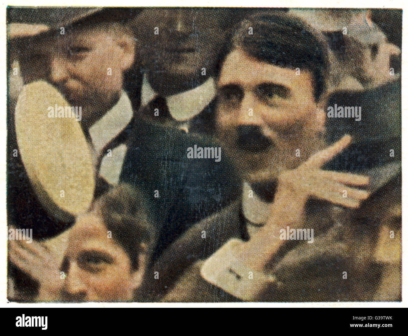 ADOLF HITLER  Among the crowd in the  Odeonsplatz, Munich, as war is declared      Date: 2 August 1914 Stock Photo