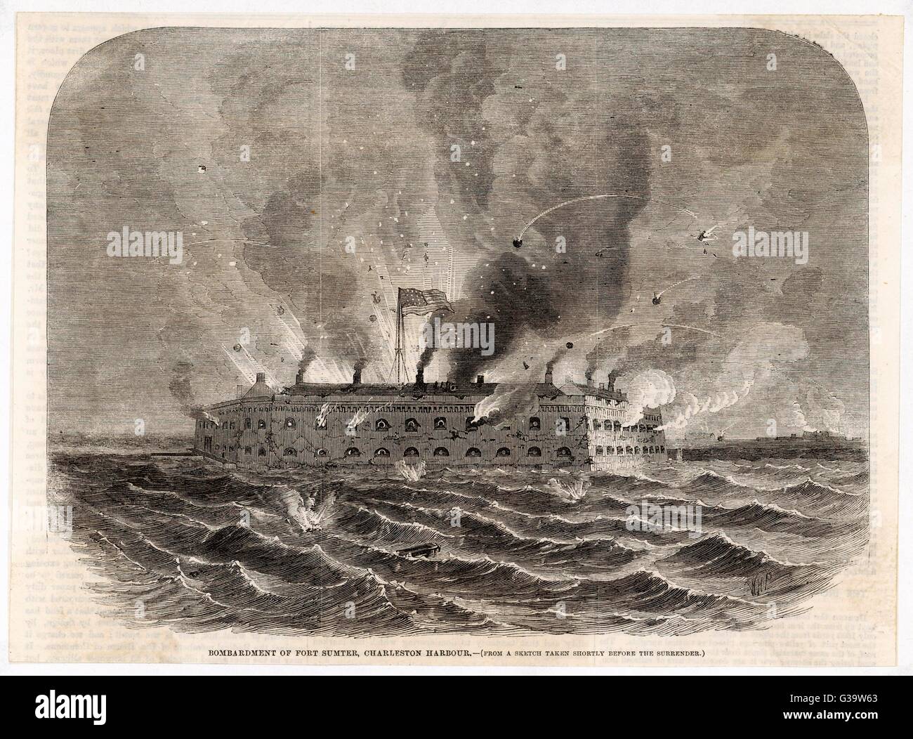 FORT SUMTER BOMBARDED Stock Photo