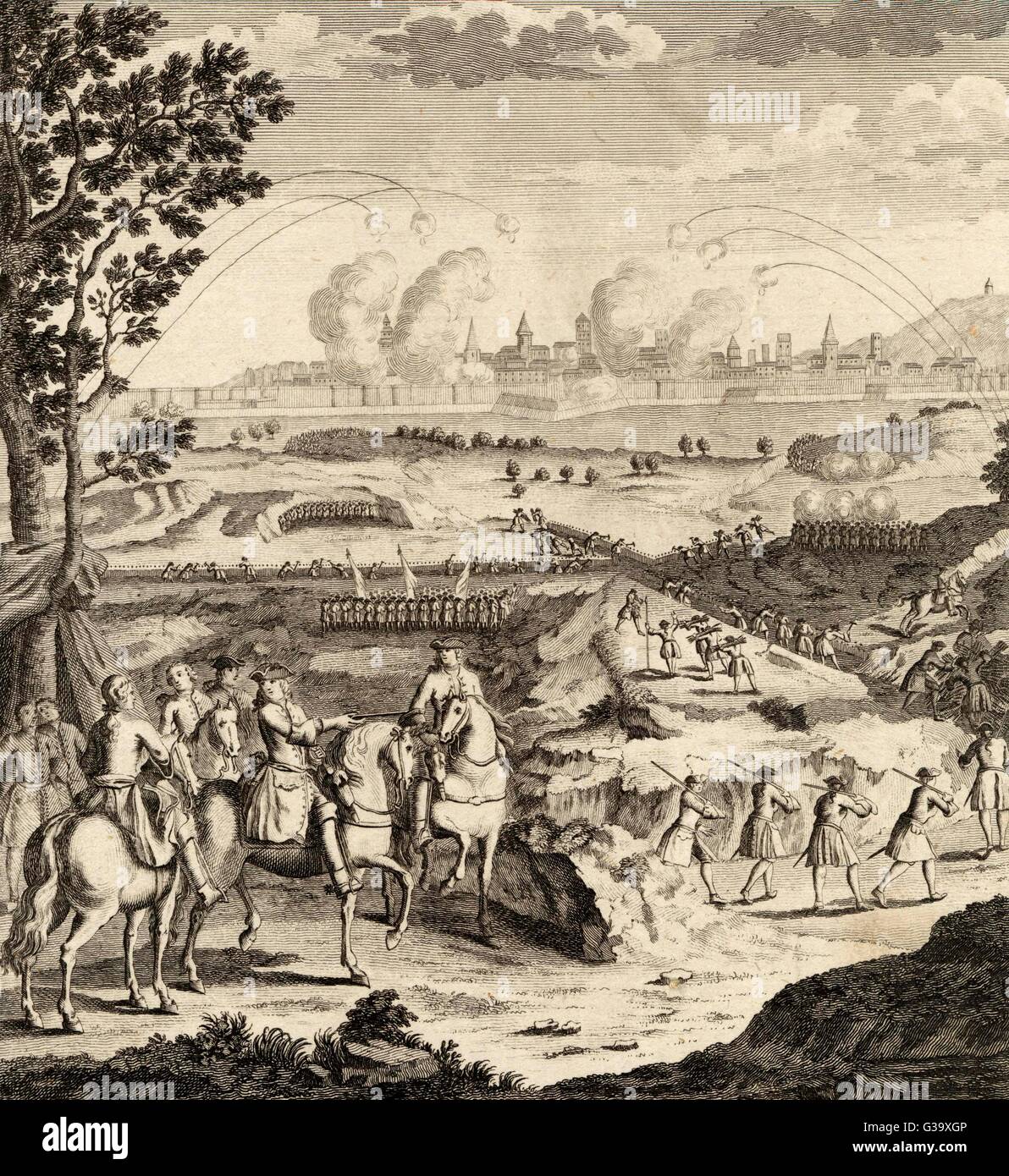 SIEGE OF BARCELONA The city is besieged for many  months before finally  capitulating to the earl of  Peterborough in 1706      Date: 1705 - 1706 Stock Photo