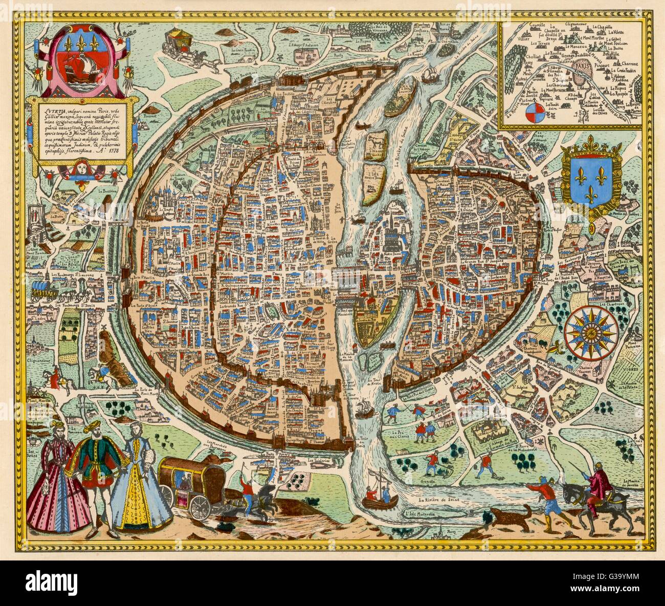 A fascinating plan of the city, showing the inner and outer walls, the ...