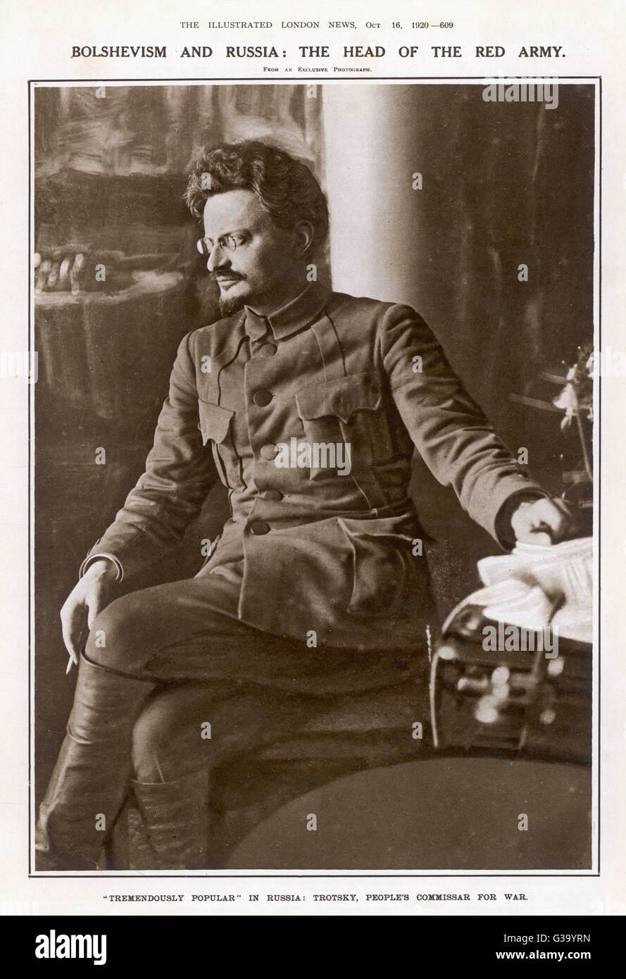 LEON TROTSKY or LEV DAVIDOVICH BRONSTEIN  Russian Communist leader in  1920, at the height of his  popularity as the People's  Commissar for War     Date: 1879 - 1940 Stock Photo