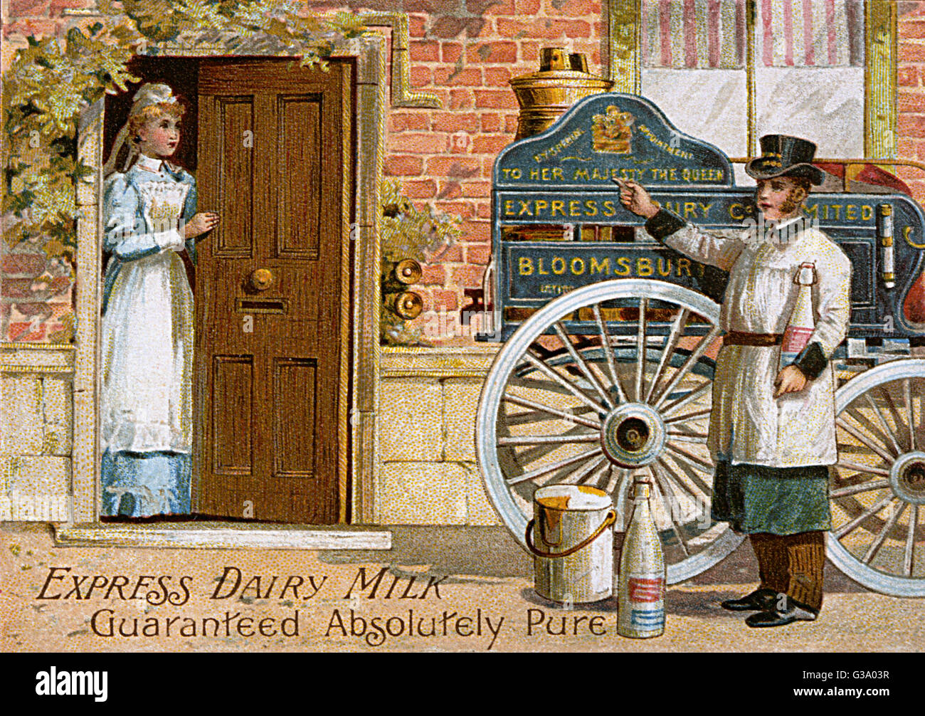 Express Dairy milk cart Guaranteed Absolutely Pure Date circa 1900