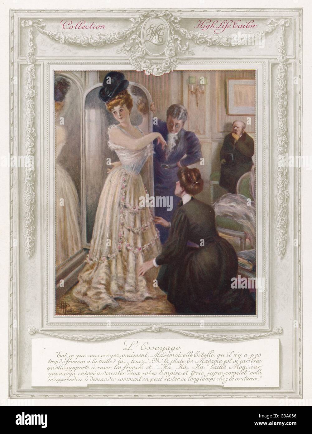 A fashionable Frenchwoman  visits her couturier         Date: 1905 Stock Photo
