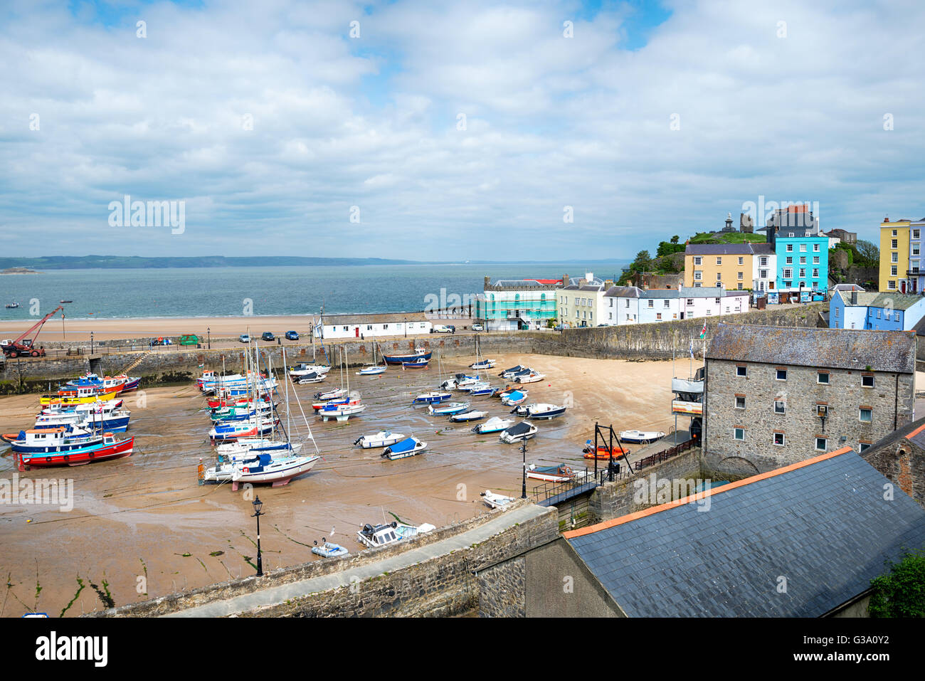 The harbour at Tenby an historic fishing port on the Pembrokeshire coast in Wales Stock Photo