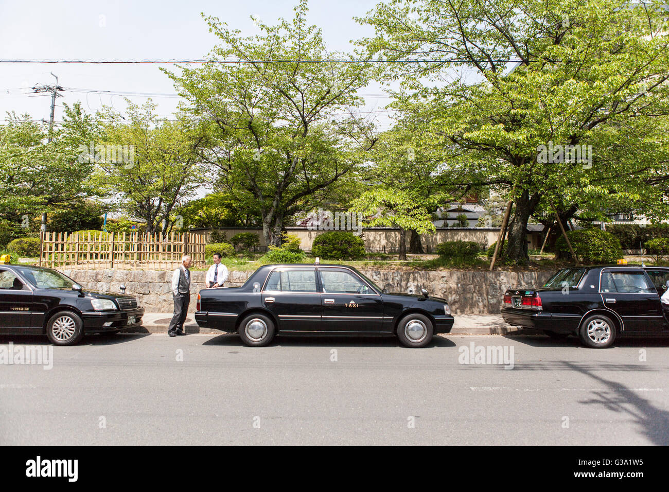 Japanese taxi queue Stock Photo