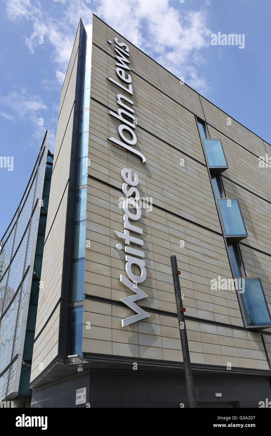 Exterior view of the John Lewis and Waitrose stores at the Westfield