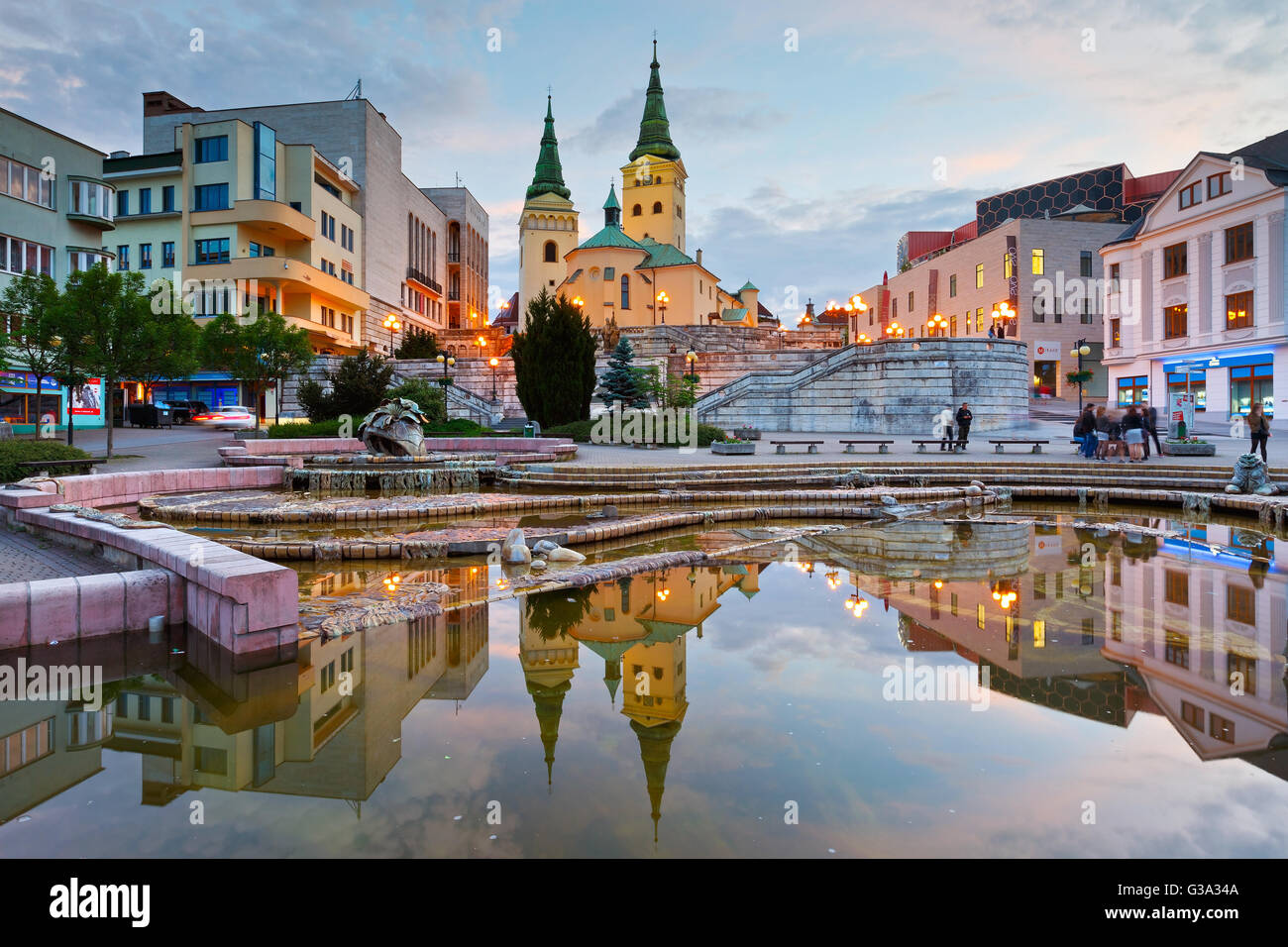Main square in the city of Zilina in central Slovakia. Stock Photo