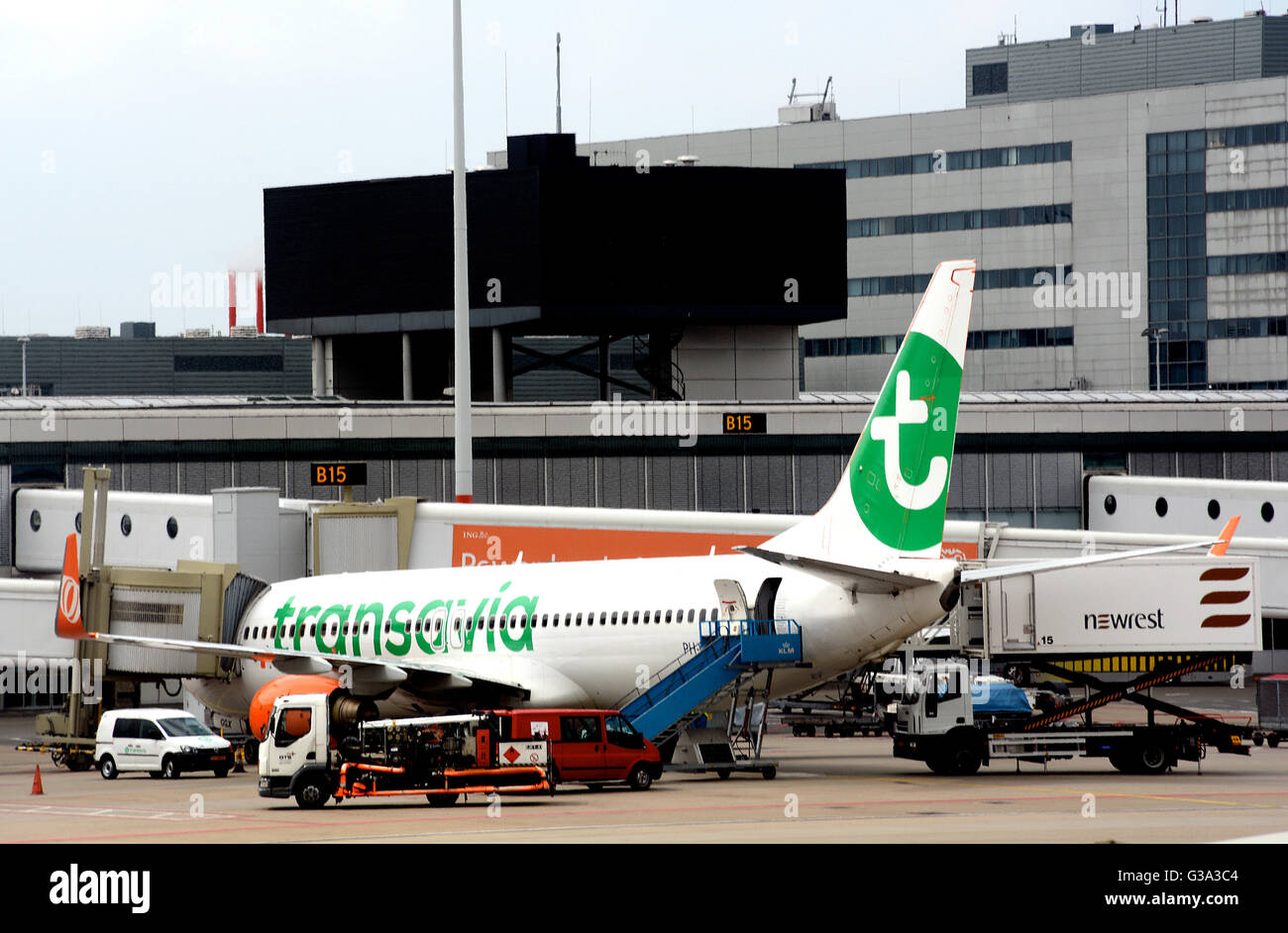 Boeing 737-800 of Transavia airlines Schiphol international airport Amsterdam Netherlands Stock Photo