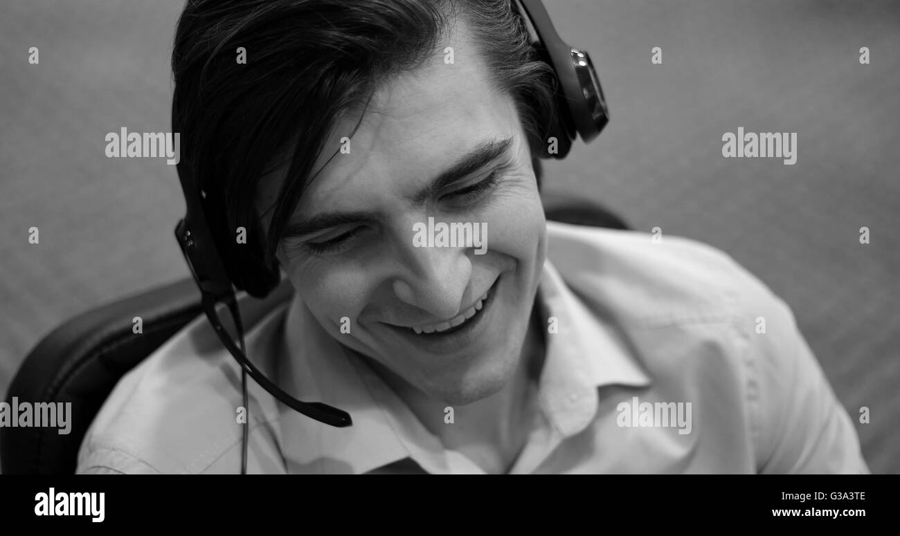 Callcenter desktop Black and White Stock Photos & Images - Alamy