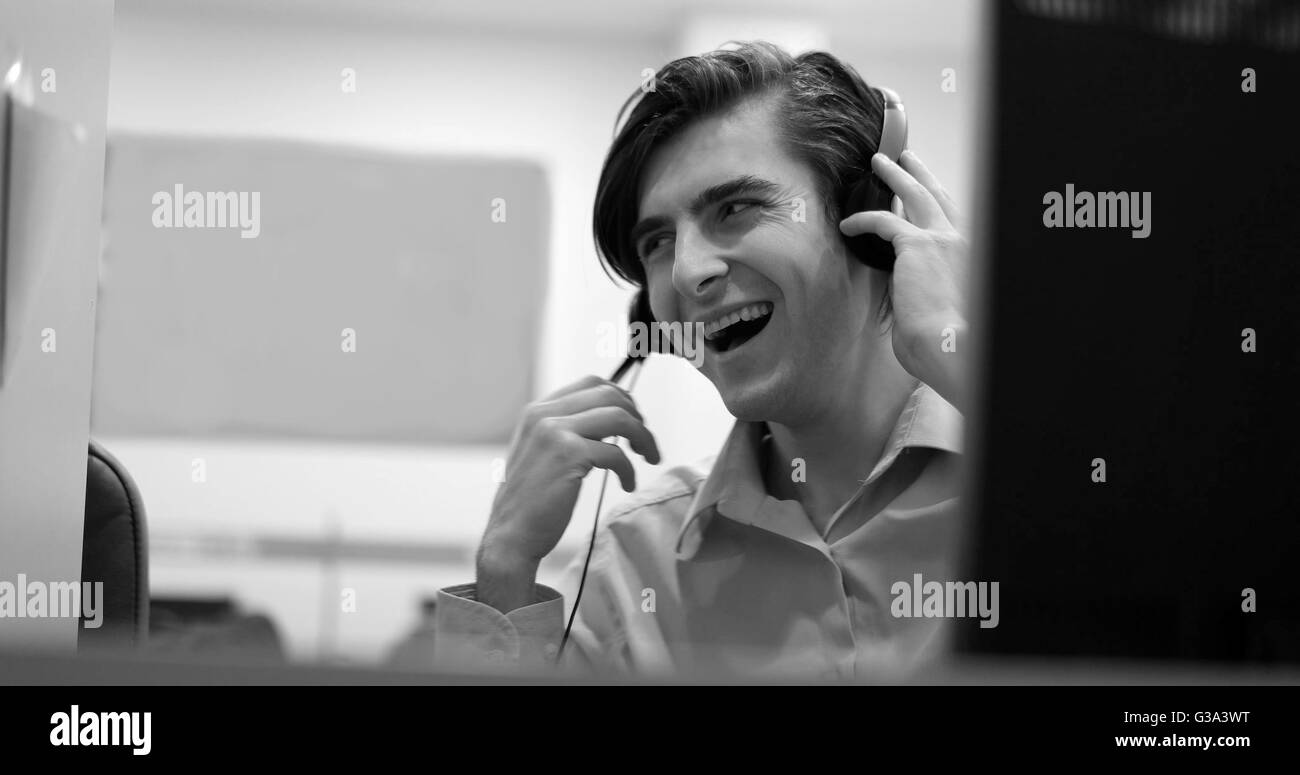 Callcenter desktop Black and White Stock Photos & Images - Alamy