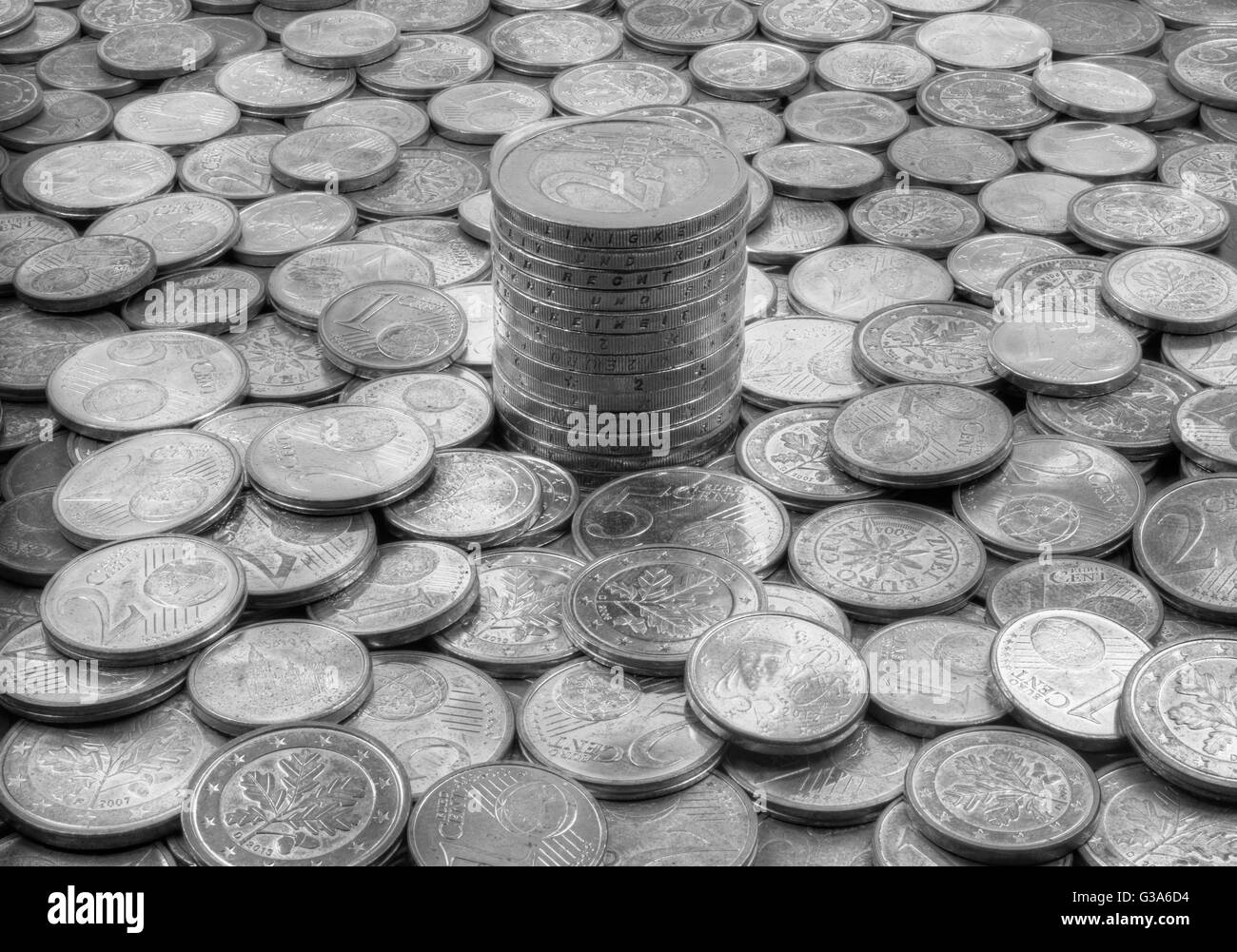 Money stacked Black and White Stock Photos & Images Alamy