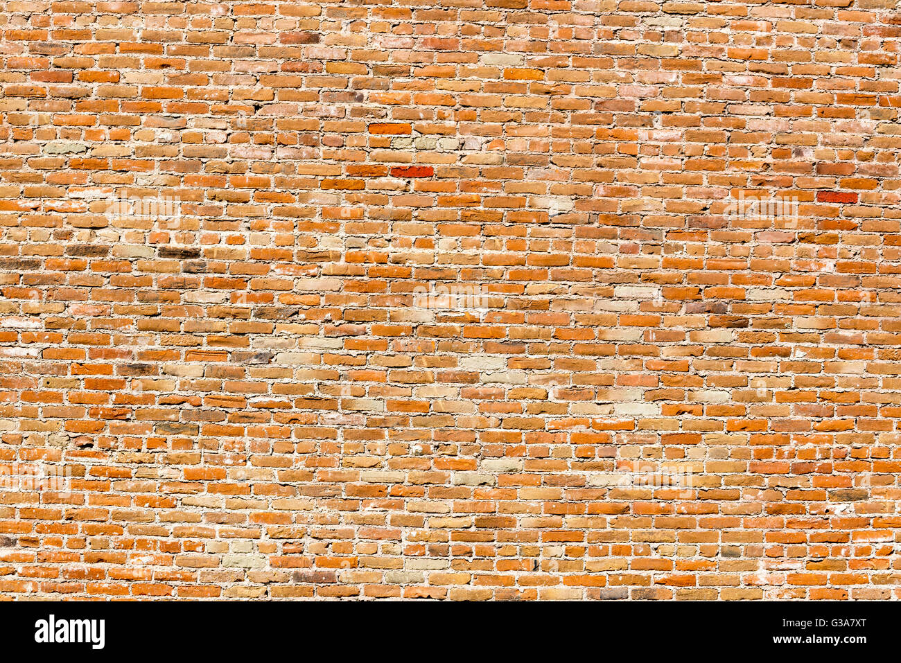 Brick wall of the historic Commercial Company Building in Huntington, Oregon. Stock Photo