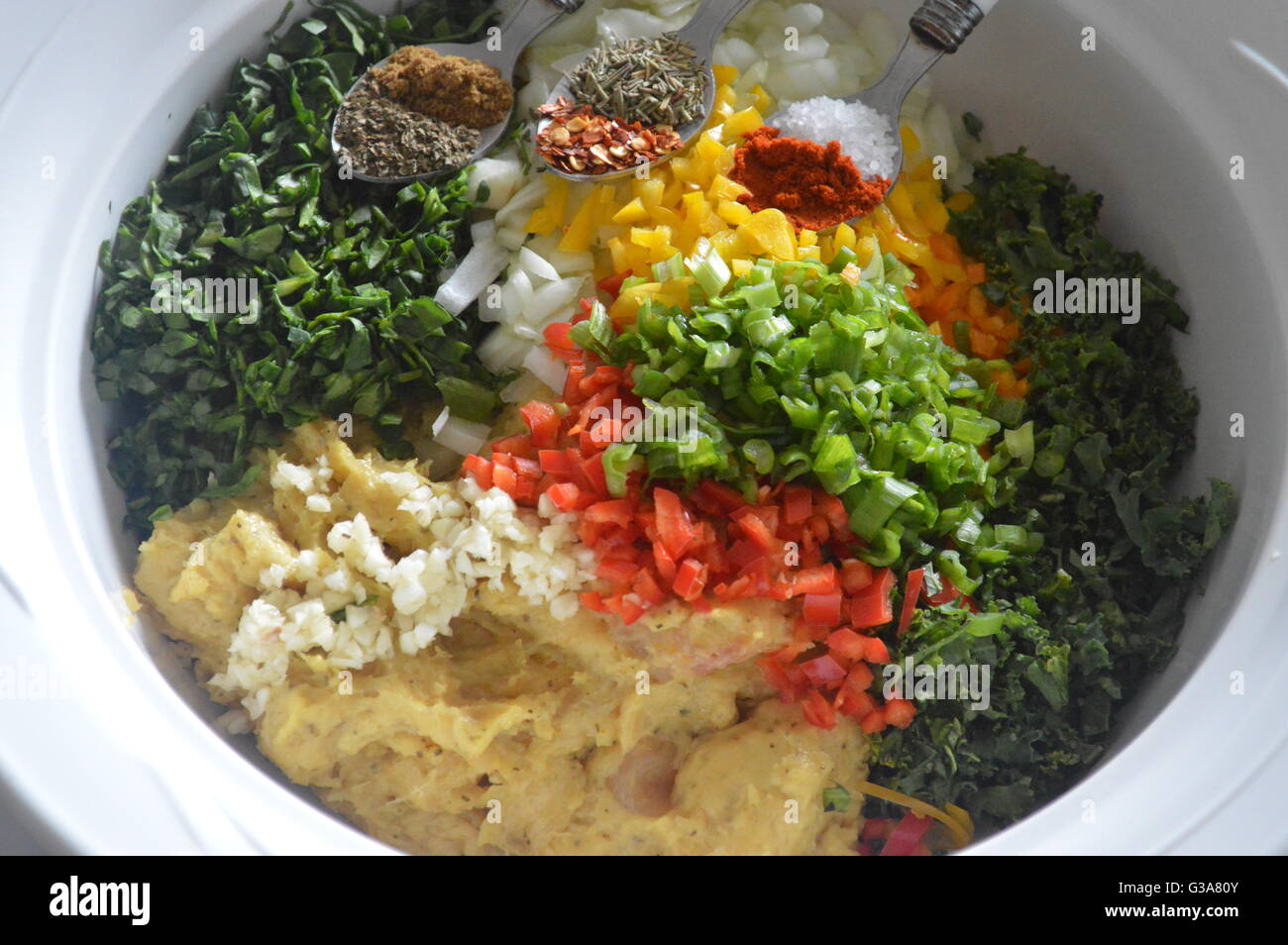 Fresh ingredients mixed in a bowl Stock Photo