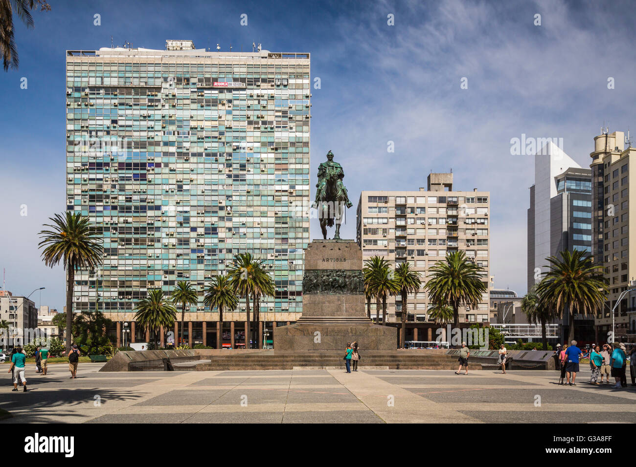 Independence Square in downtown Montevideo, Uruguay, South America. Stock Photo
