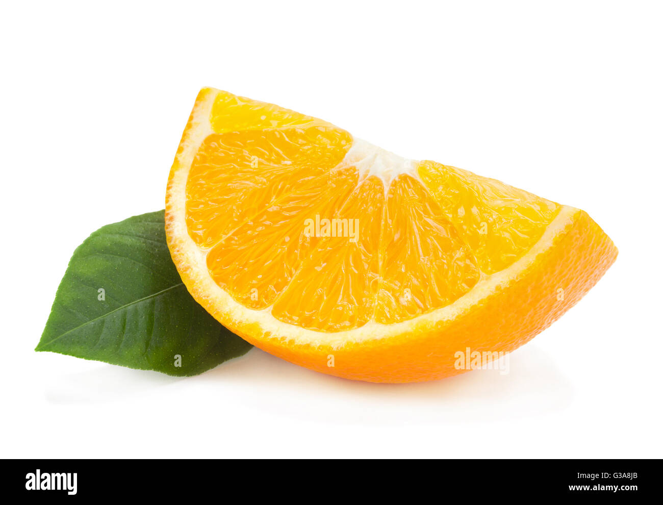 Orange citrus fruit part isolated on white Stock Photo Alamy