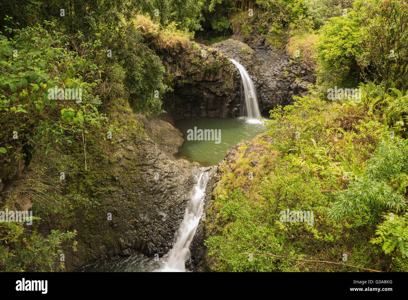 Waterfalls and an intimate water puddle Stock Photo