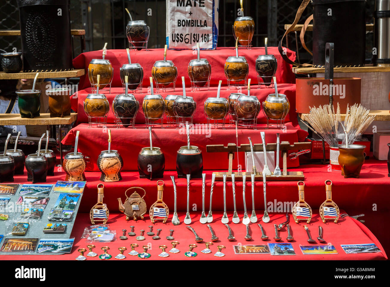 A shop selling Yerba Mate Gourd Cup with Straw in Montevideo, Uruguay,  South America Stock Photo - Alamy