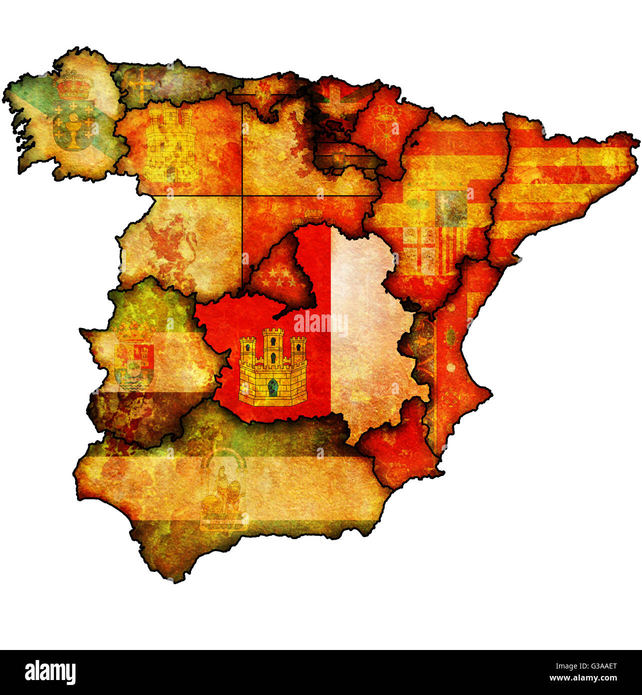 castille la mancha region on administration map of regions of spain ...