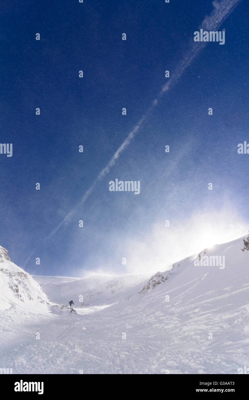 Ski mountaineers ascending the Schneeberg, Austria, Niederösterreich, Lower Austria, Wiener Alpen, Puchberg am Schneeberg Stock Photo