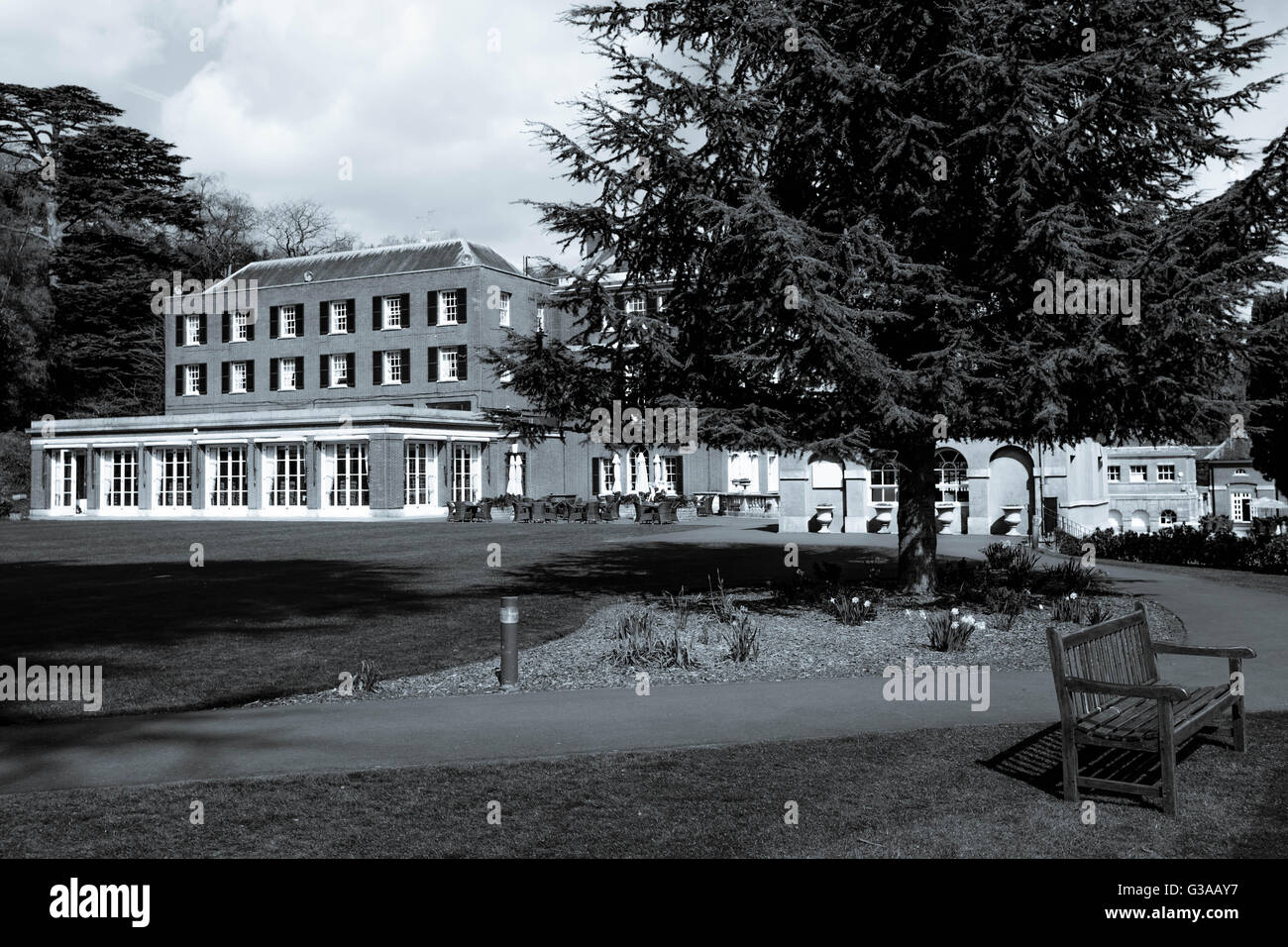 Selenium Toned Image of the Royal Automobile Club Epsom Surrey Overlooking the Croquet Lawn Stock Photo