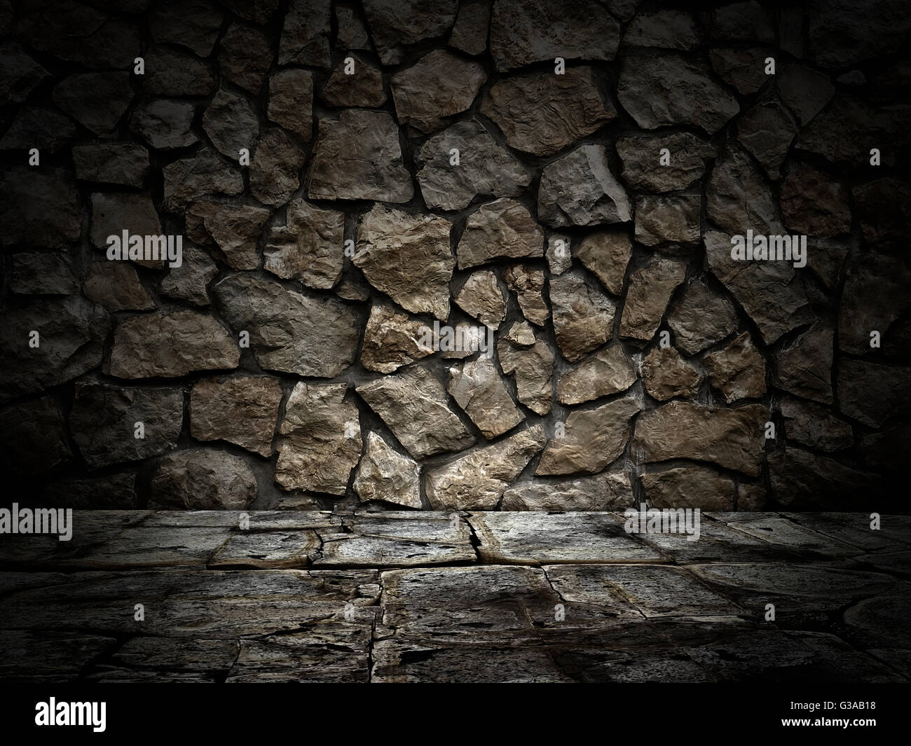 stone wall and floor. lighting effect Stock Photo