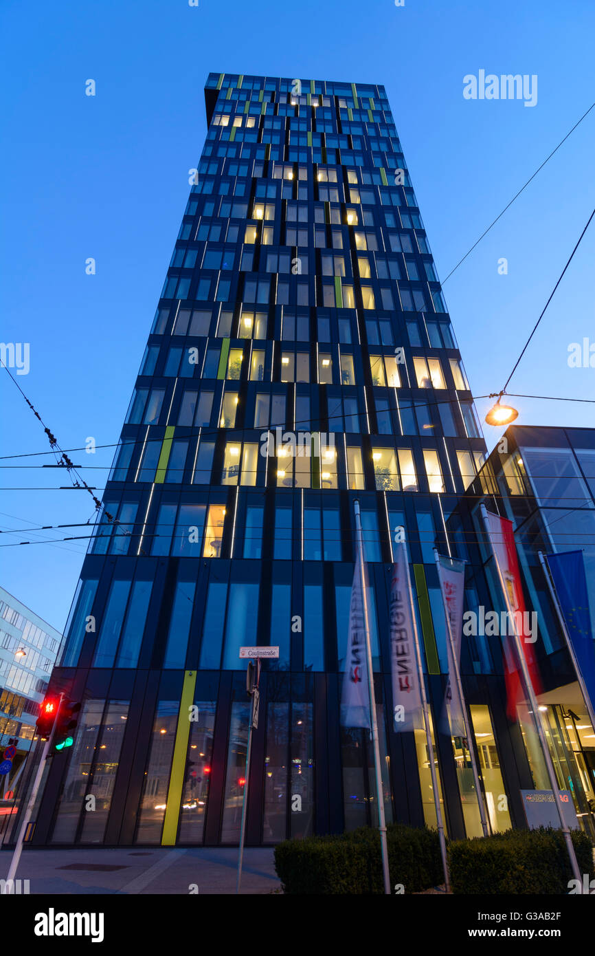 Office Building Power Tower , the headquarters of Energie AG Upper Austria, Austria, Oberösterreich, Upper Austria, Zentralraum, Stock Photo