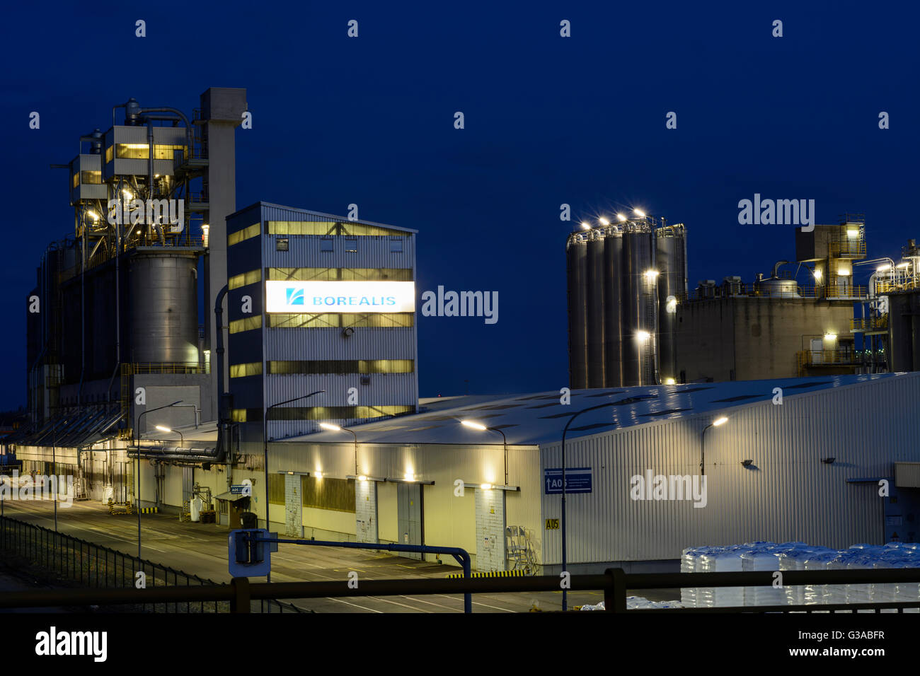 Borealis plant for plastic manufacturing, Austria, Niederösterreich, Lower Austria, Donau, Schwechat Stock Photo