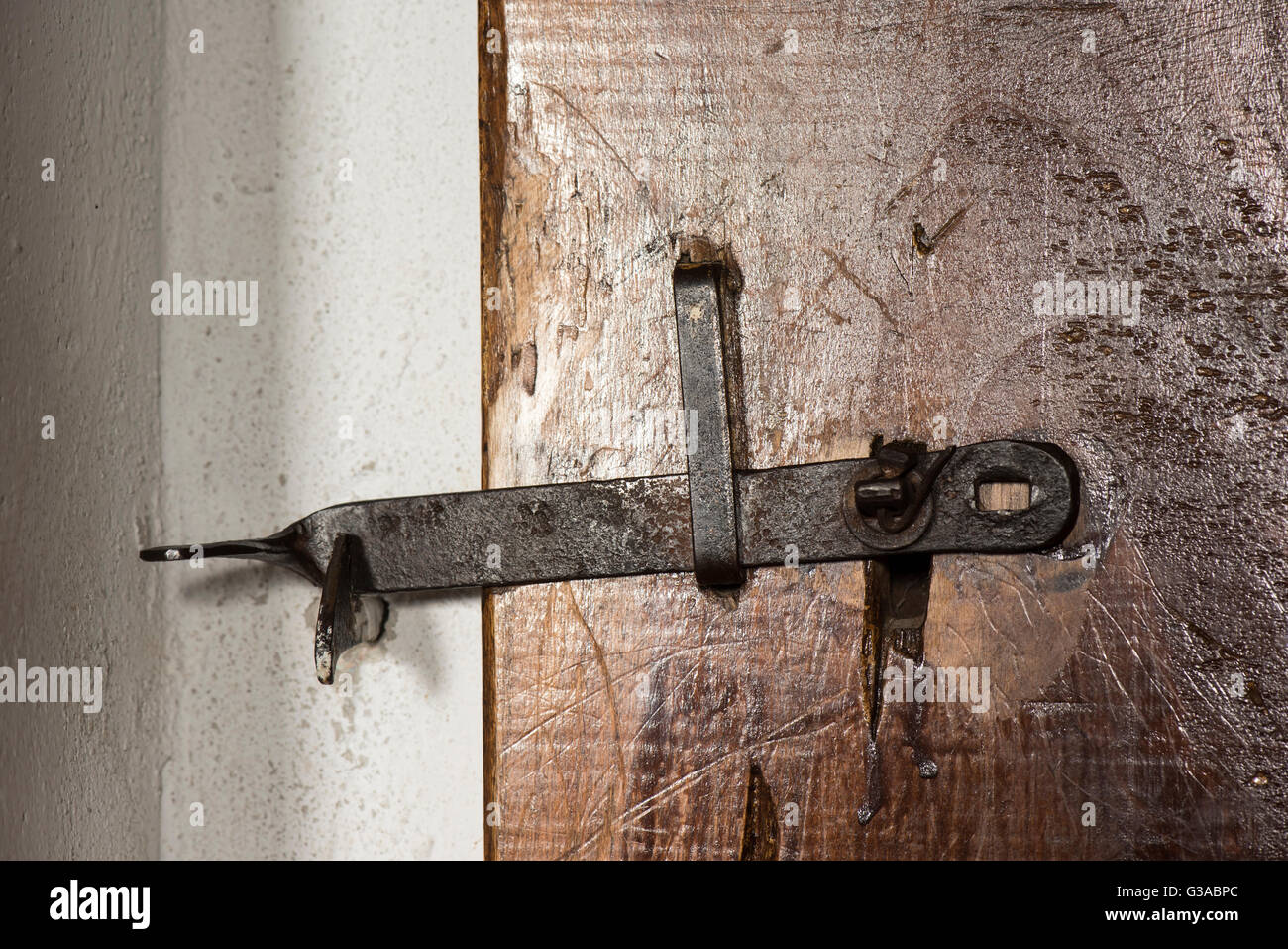 Old iron latch wooden doors Stock Photo Alamy