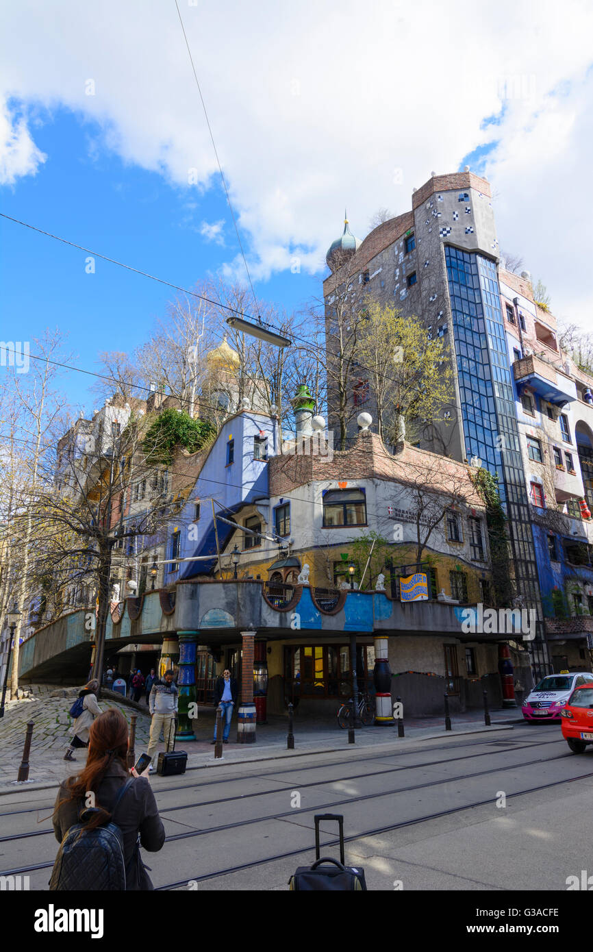 house Hundertwasserhaus by Friedensreich Hundertwasser, Austria, Wien, 03., Wien, Vienna Stock Photo