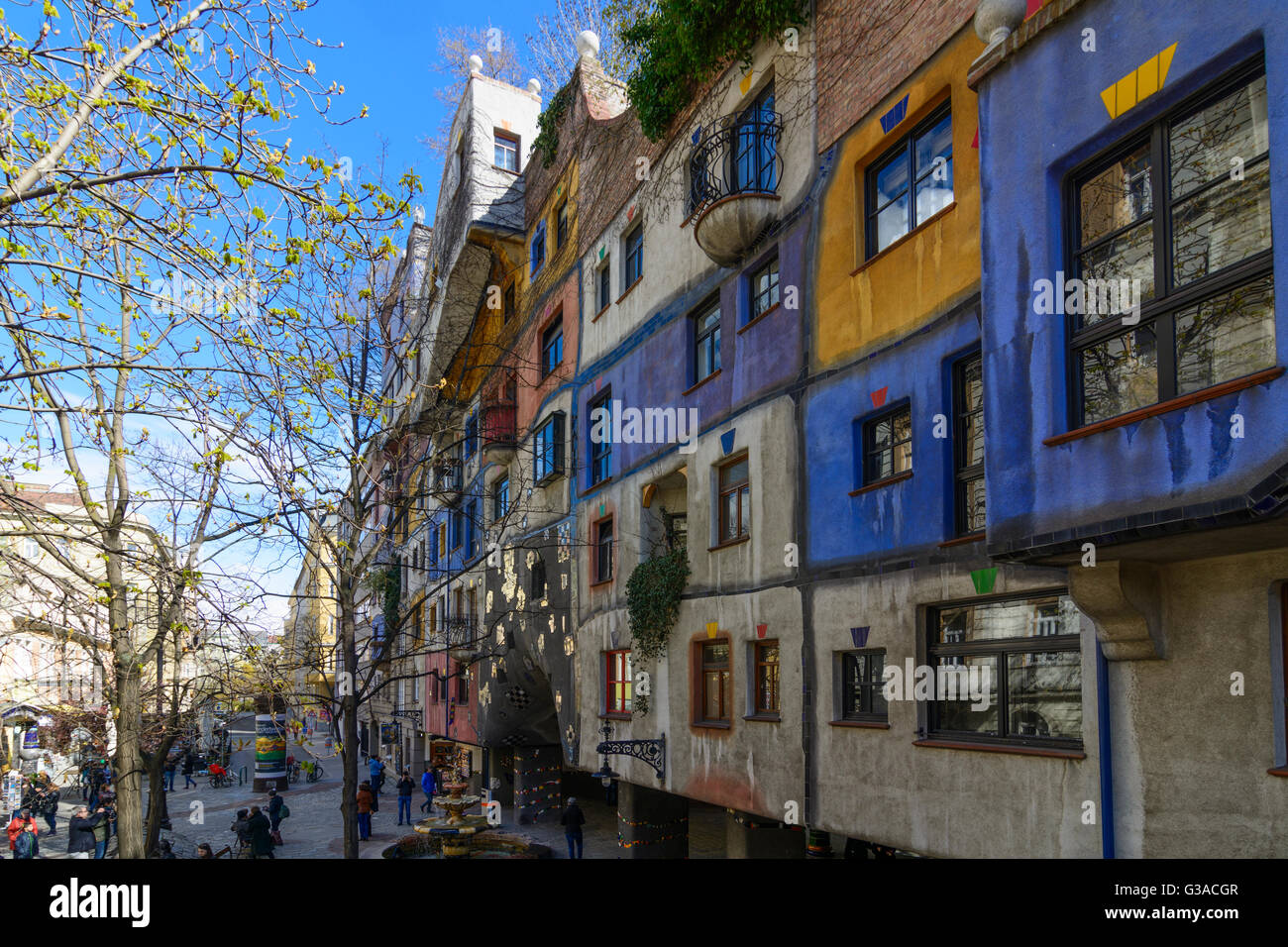 house Hundertwasserhaus by Friedensreich Hundertwasser, Austria, Wien, 03., Wien, Vienna Stock Photo
