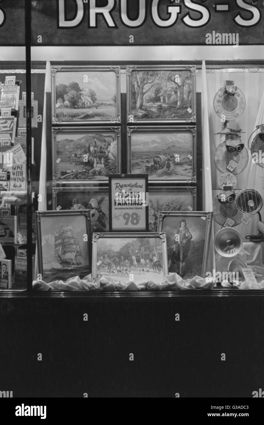 Drugstore window, Washington, D.C. Date 1938 Jan. Stock Photo