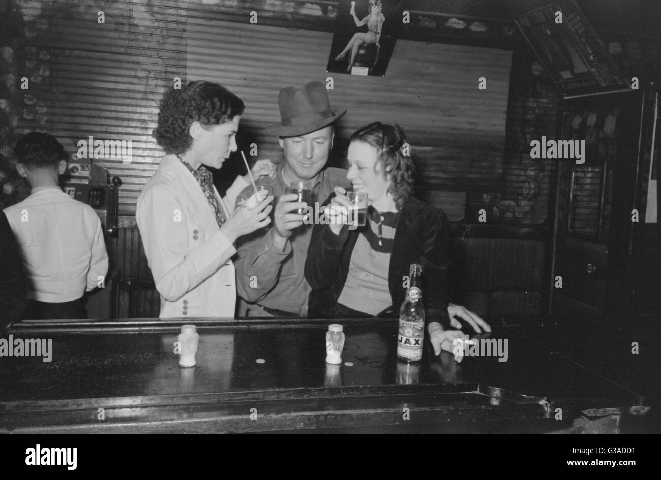 Drinking at the bar, saloon, Raceland, Louisiana Stock Photo