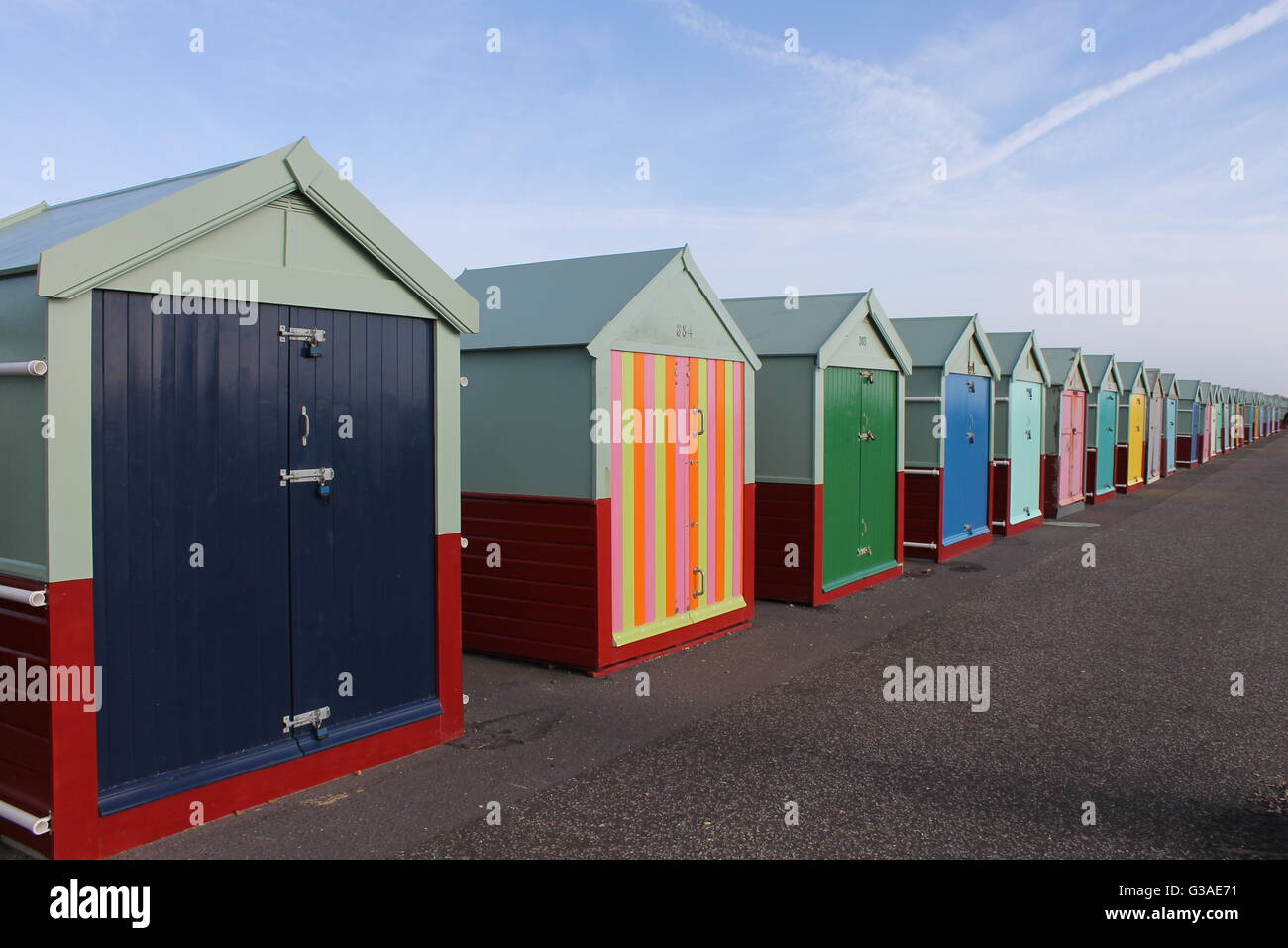 Beach huts, Brighton beach, Sussex, UK Stock Photo