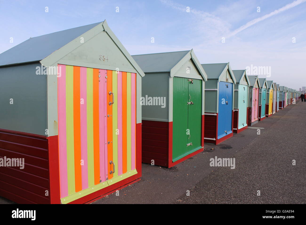 Beach huts, Brighton beach, Sussex, UK Stock Photo