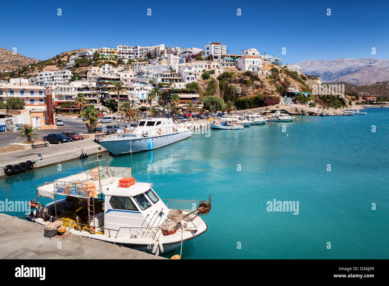 Agia Galini harbour in Crete Island, Greece Stock Photo