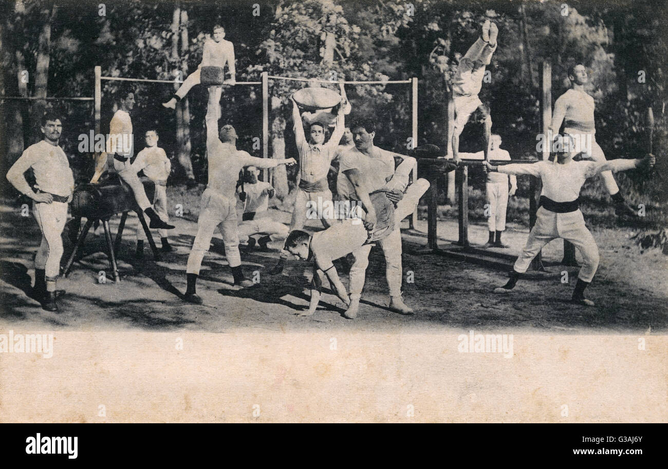 Swiss Gymnastic Group Exercise Stock Photo