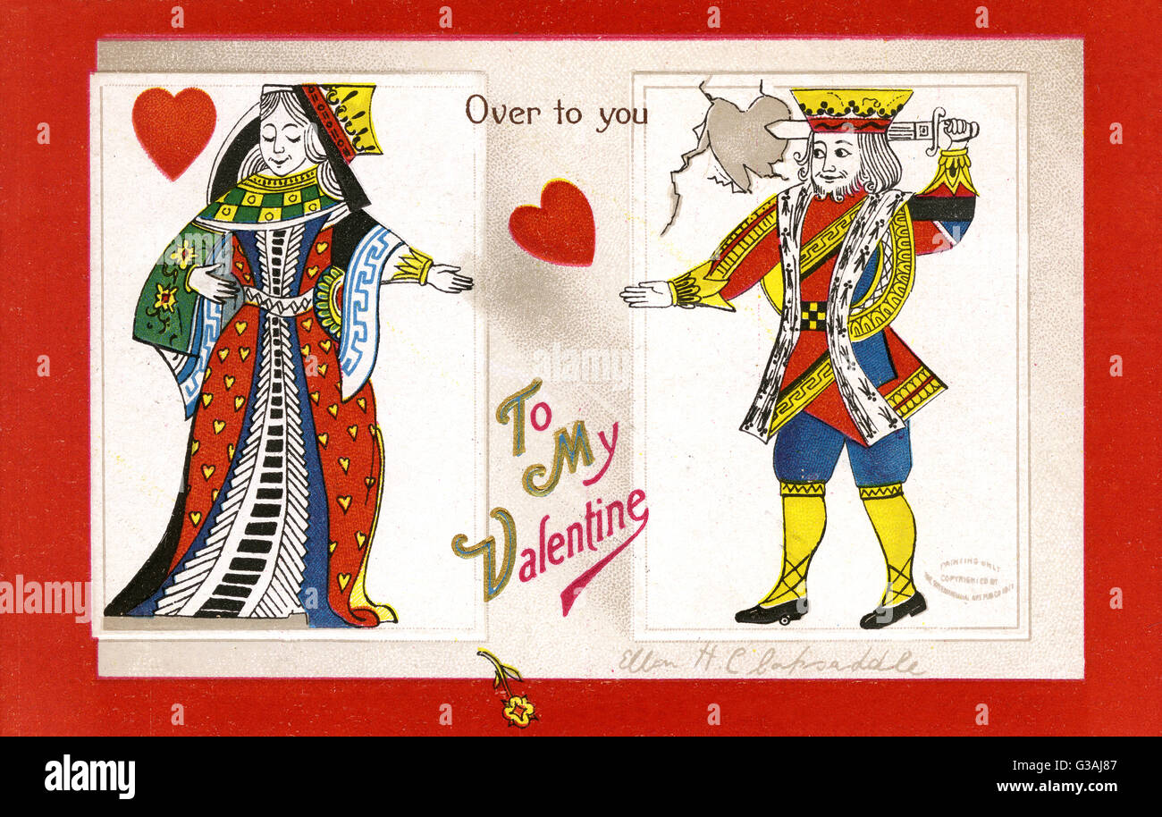 To My Valentine Over to You. A playing card king and queen of hearts