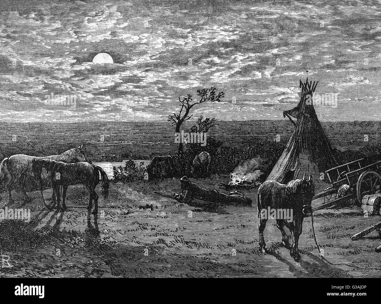 Cree Indian camp, c. 1870 Stock Photo