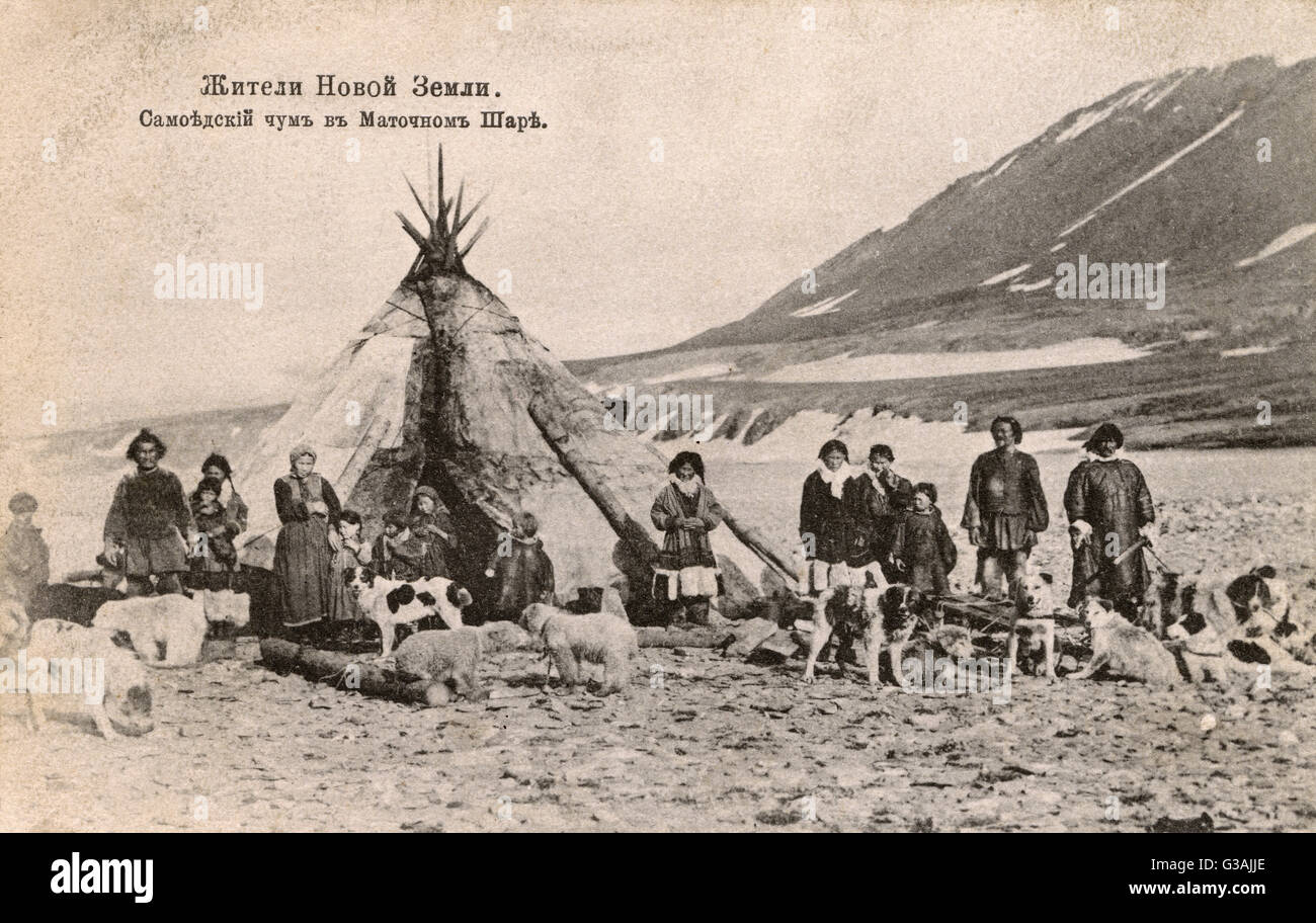 Family Group of the Koibal people - Siberia Russia Stock Photo
