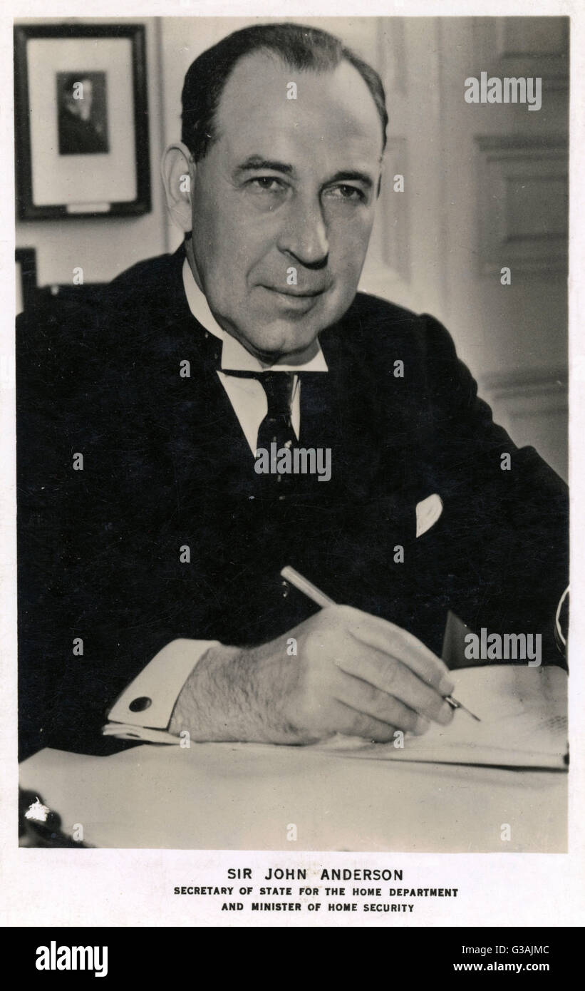 Sir John Anderson - Secretary of State for Home Department Stock Photo