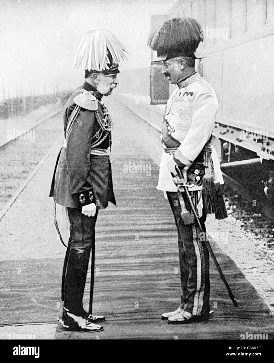 A meeting between Franz Josef of Austria and Kaiser Wilhelm II of
