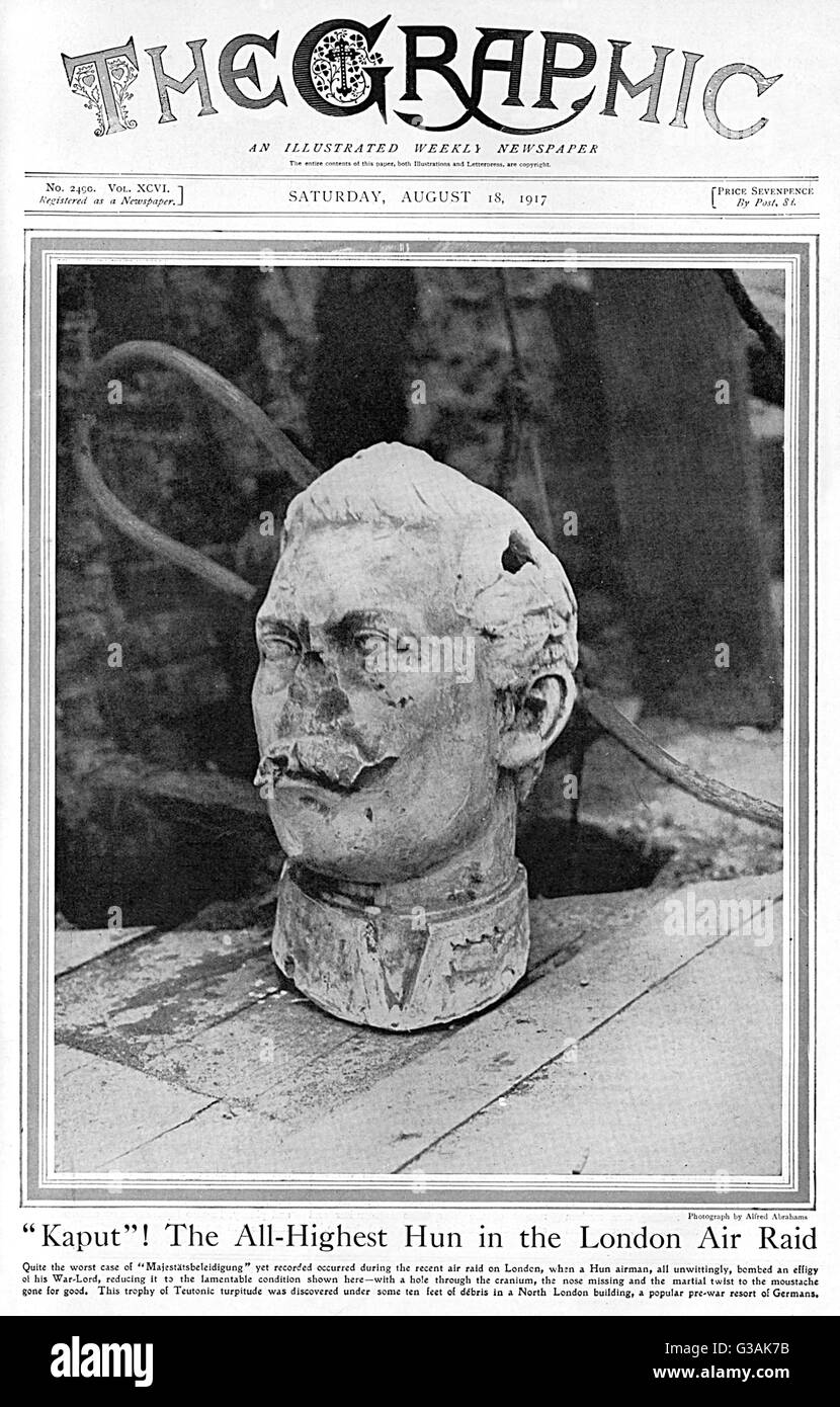Graphic cover featuring damaged statue of the Kaiser Stock Photo