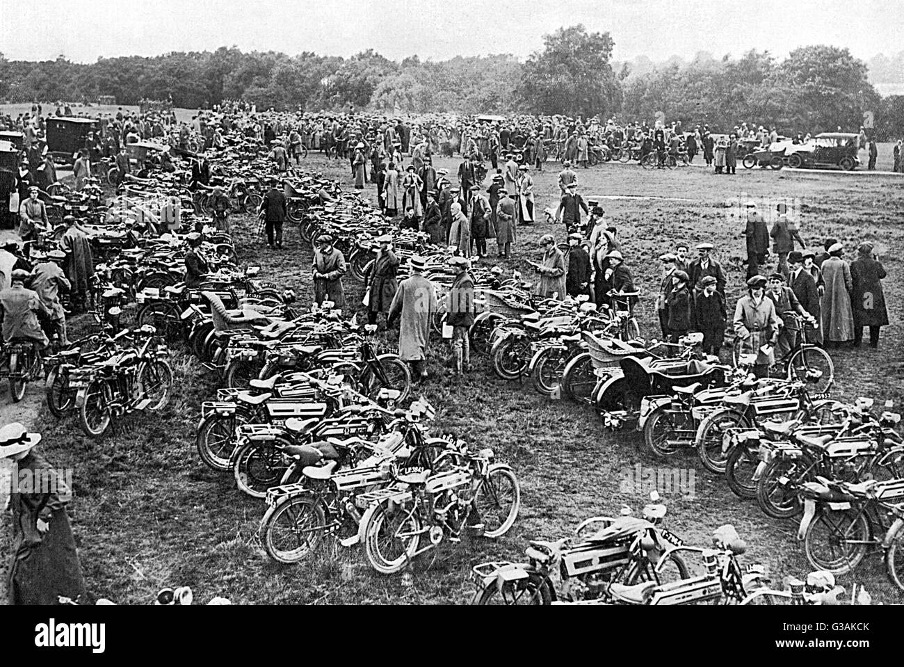 Fleets of motorcyles at the outbreak of war Stock Photo
