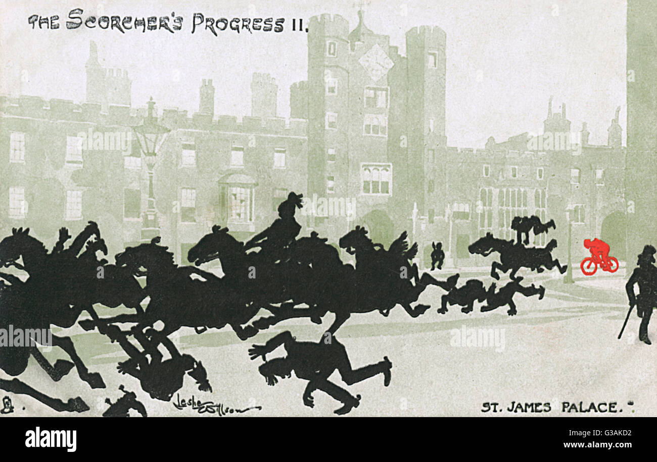 Scorcher's Progress - St James Palace - Errant city cyclist Stock Photo