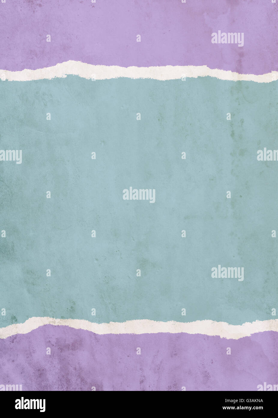 Faded purple and green dirty ripped paper background Stock Photo