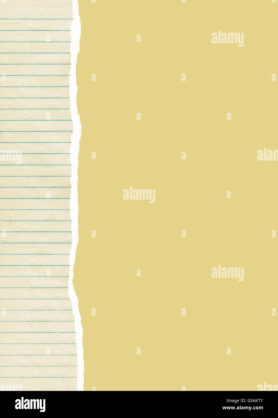 Line Paper Old Ripped Ripped old lined paper and yellow background Stock Photo - Alamy