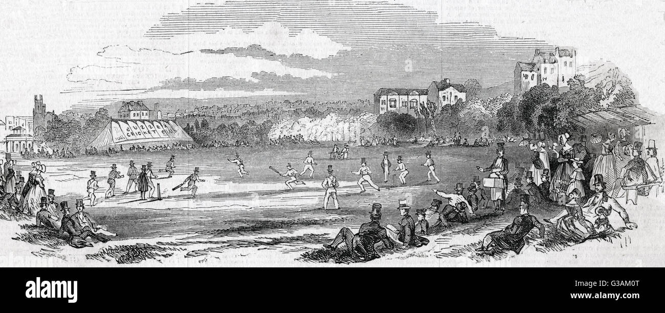 A grand cricket match at Brighton Stock Photo