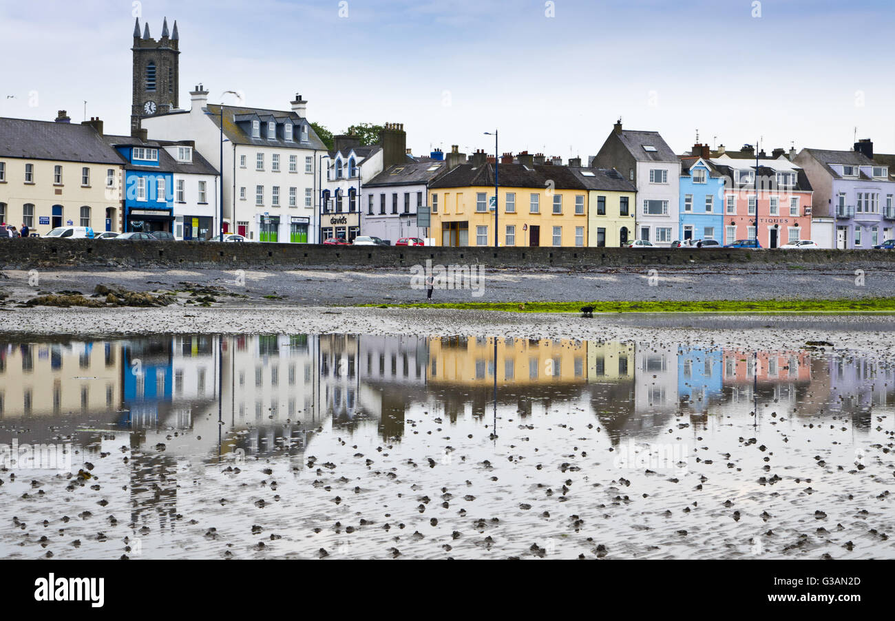 cottages reflected in pool Donaghadee town Stock Photo Alamy
