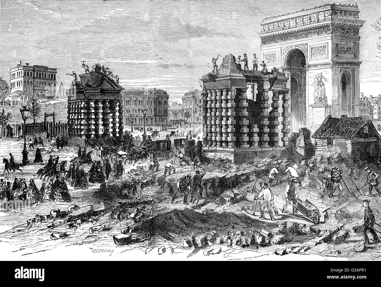 Paris, France - Barriers destroyed.     Date: circa 1860 Stock Photo